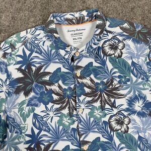 Tommy Bahama Shirt IslandZone XXL Blue Tropical Short Sleeve Button Up Men's